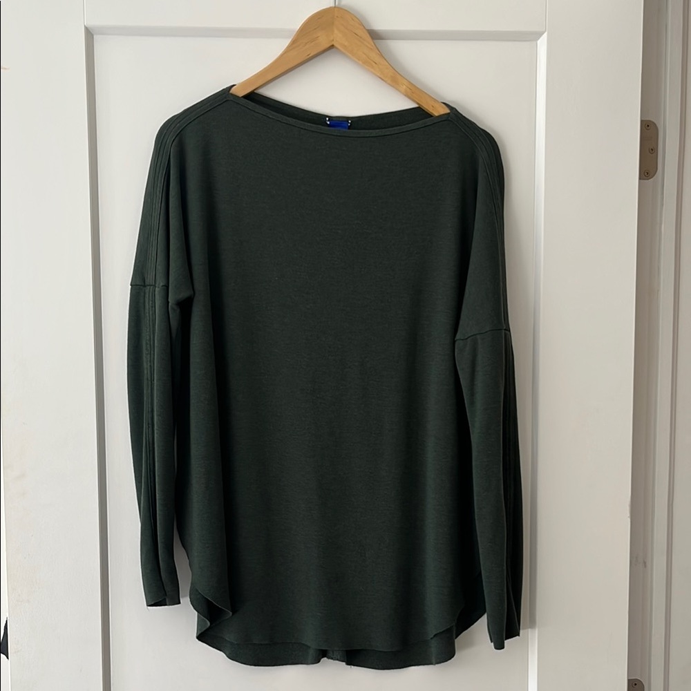 Women’s Dark Green Sweater/tunic top. Brushed inside (cozy and warm), no hem